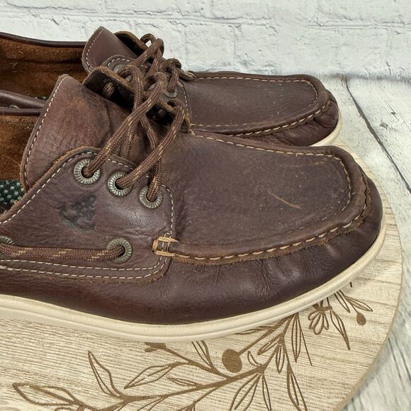 SAS Decksider Boat Shoes Mens 9.5 Brown Leather Walking Comfort Moc Toe Shoes main image 9